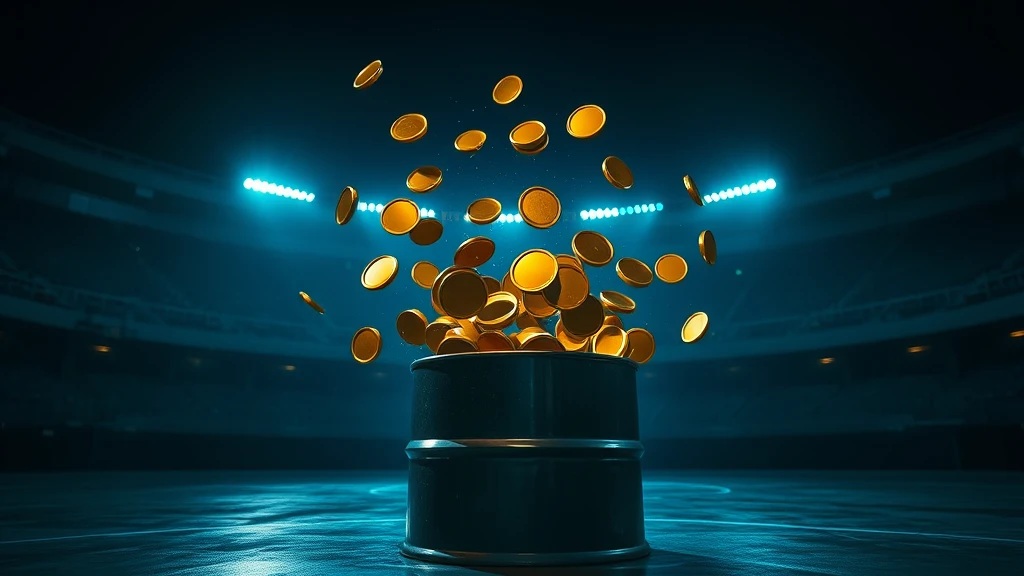 Blank gold discs bursting out of a dark steel drum